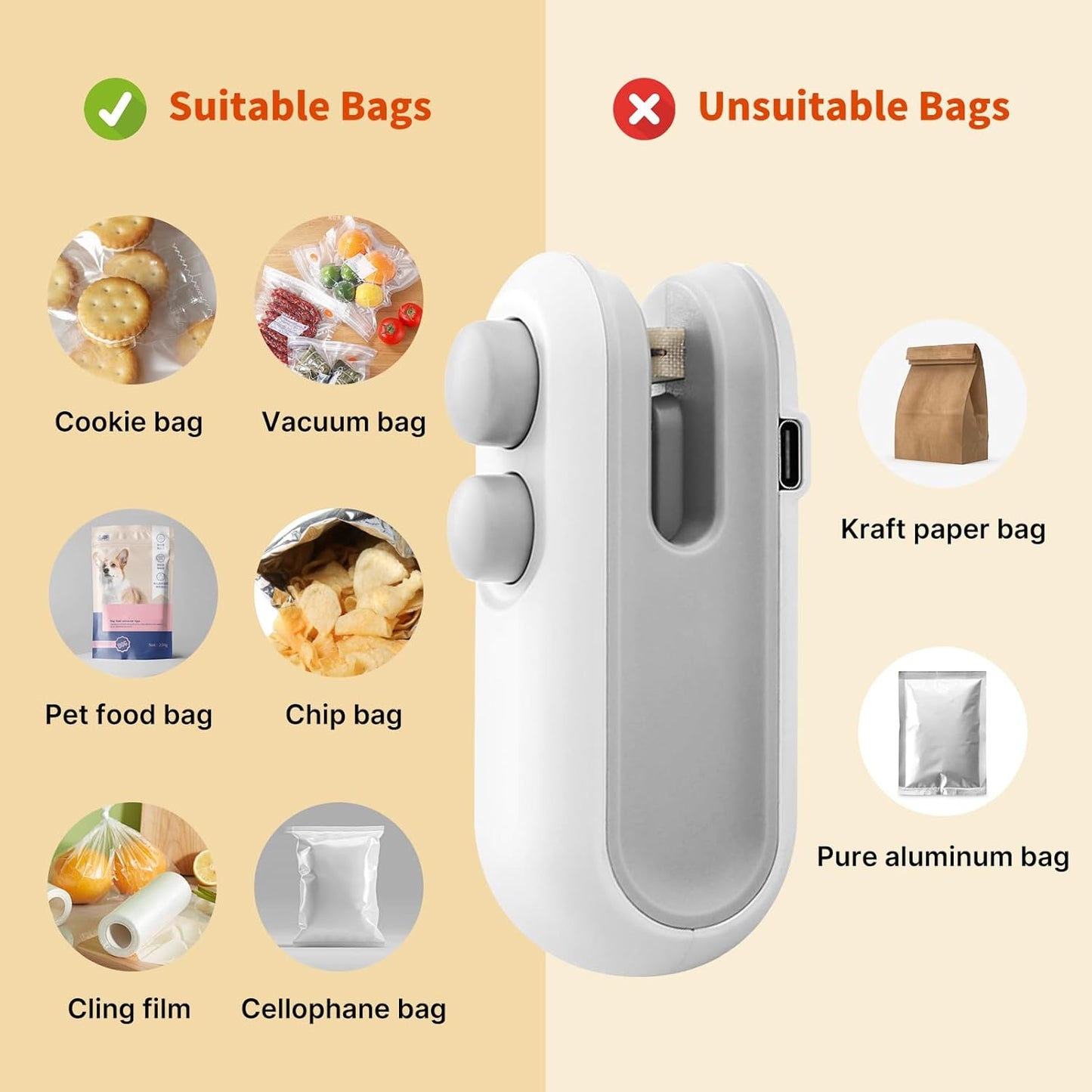 2-in-1 Mini Bag Sealer + Cutter (USB Rechargeable)