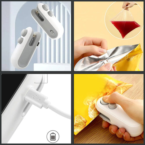 2-in-1 Mini Bag Sealer + Cutter (USB Rechargeable)